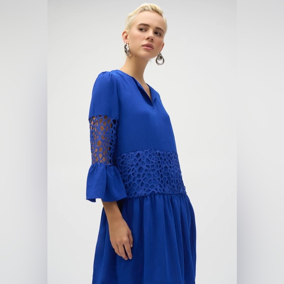 Joseph Ribkoff Royal Blue V-Neck Dress - Picture 7 of 9